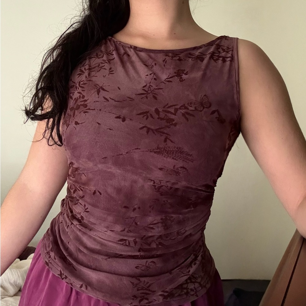 Burgundy Red Sleeveless Top